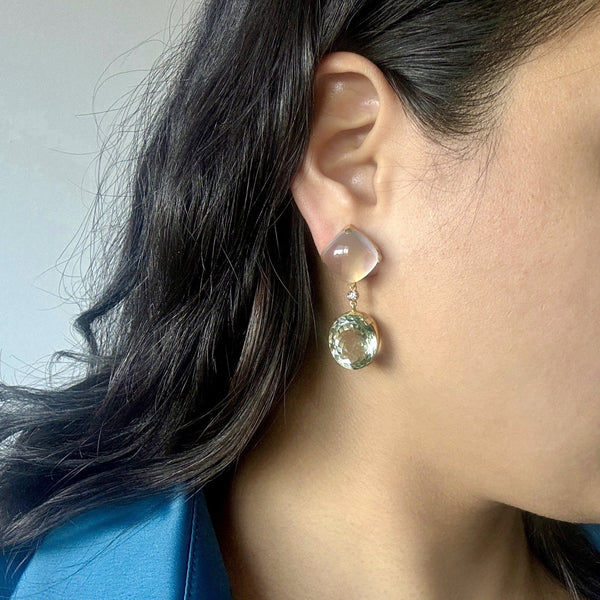 Rose Quartz and Prasiolite Drop Earrings