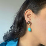 Smoky Quartz and Turquoise Drop Earrings