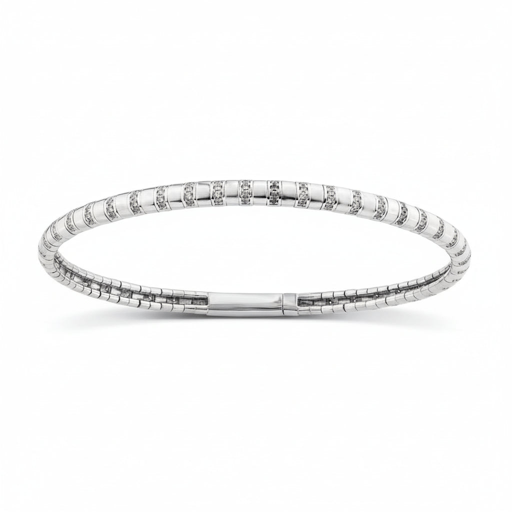 Cz and Sterling Silver Bangle
