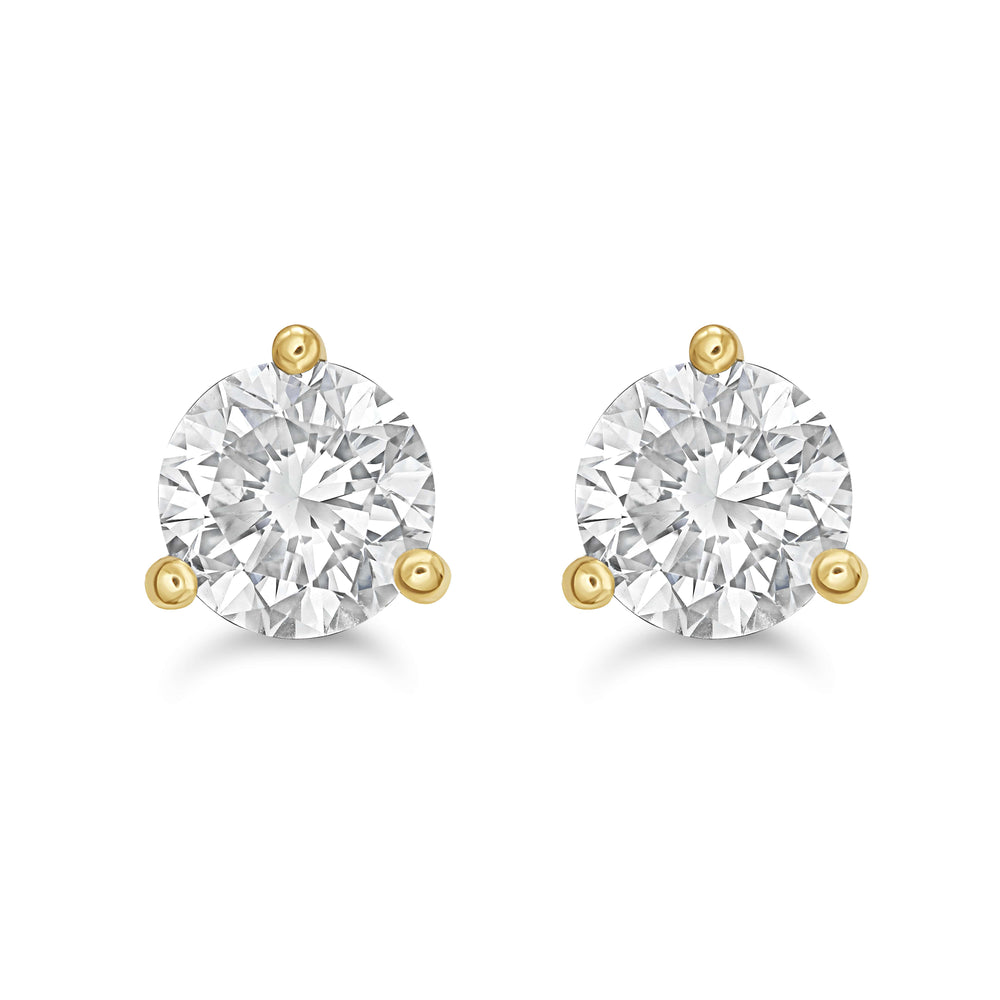 3 Prong Diamond Stud Earrings-2