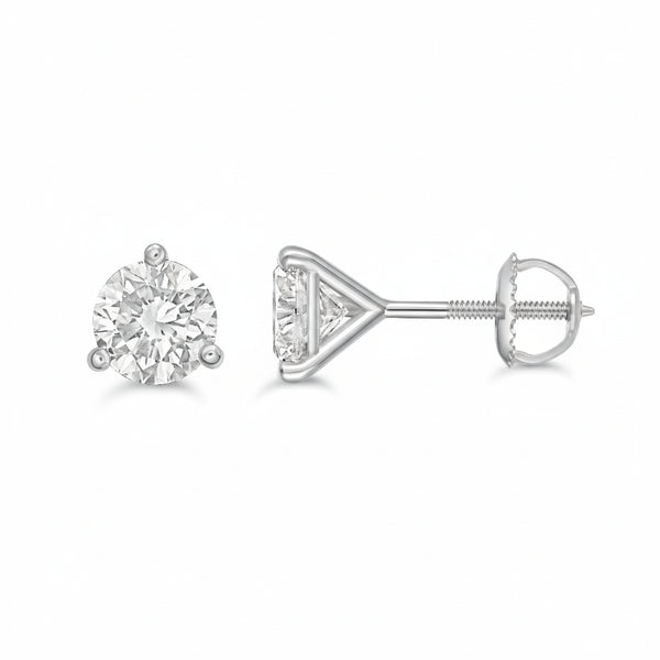 3 Prong Lab Diamond Stud Earrings
