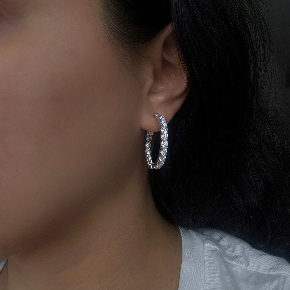 Lab Grown Diamond 5CT Inside Out Hoop Earrings-2