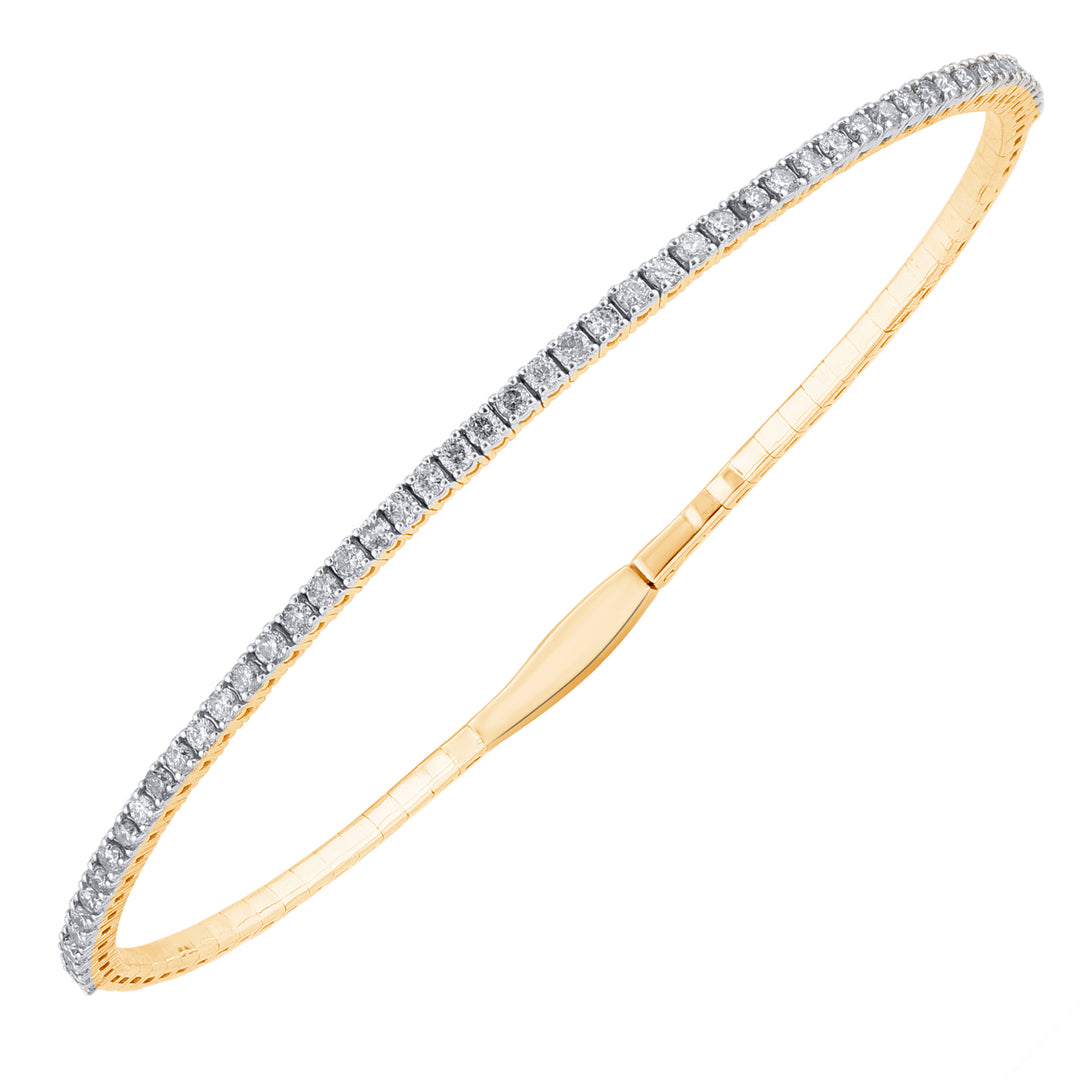 1ct diamond flexi bangle in 14k yellow gold