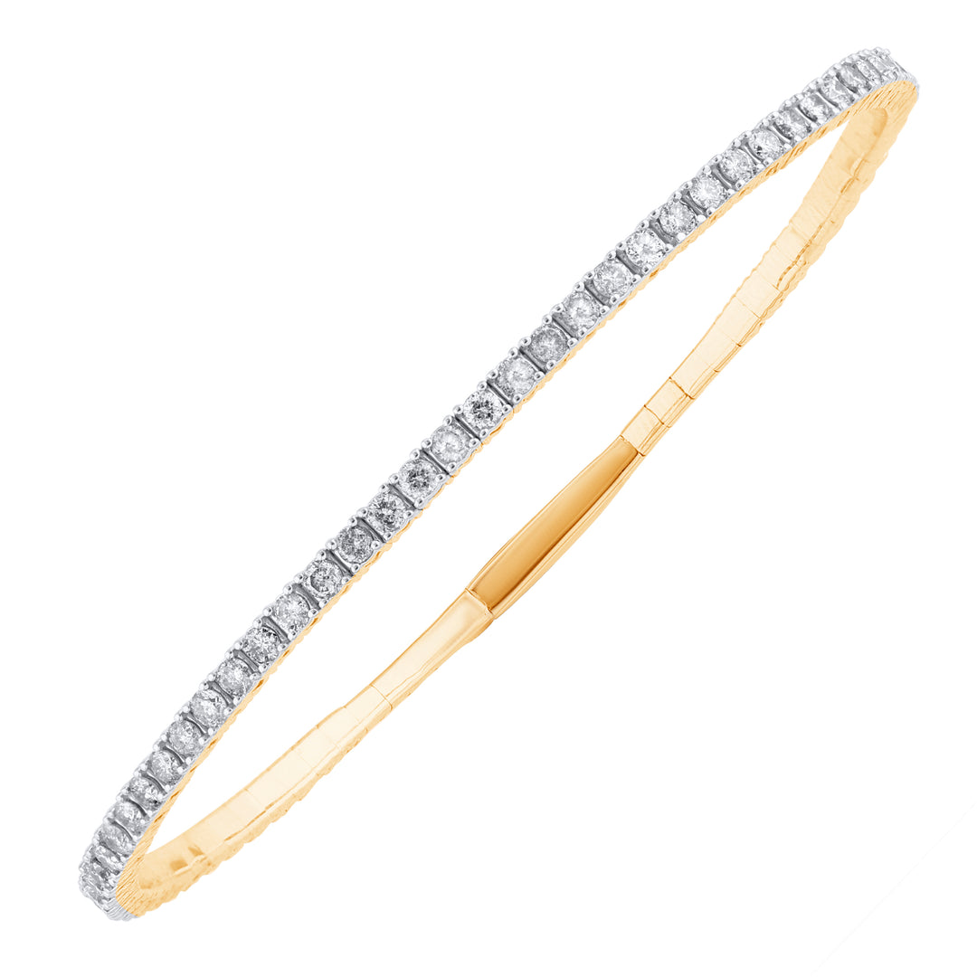 2ct diamond flexi bangle in 14k yellow gold