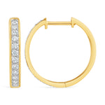 Load image into Gallery viewer, diamond hoop earrings in 14k yellow gold