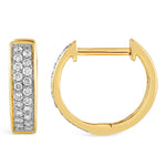 Load image into Gallery viewer, Two Row Diamond and Gold Huggie Earrings  
