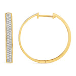 Two Row Diamond and Gold Hoop Earrings  