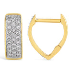 Diamond V Shape Gold Hoop Earrings  