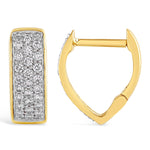Diamond V Shape Gold Huggie Earrings  