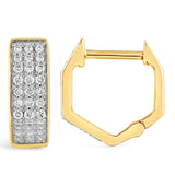 Diamond Honeycomb Gold Huggie Earrings  