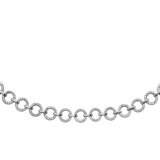 Full Circle Link Eternity Diamond Necklace in 14k white gold on model