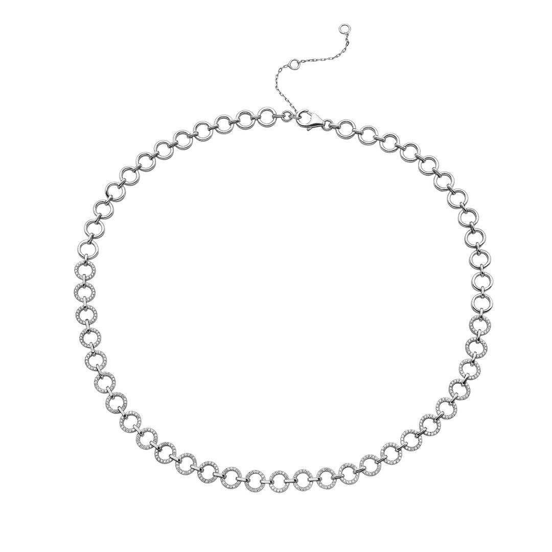 Full Circle Link Eternity Diamond Necklace in 14k white gold
