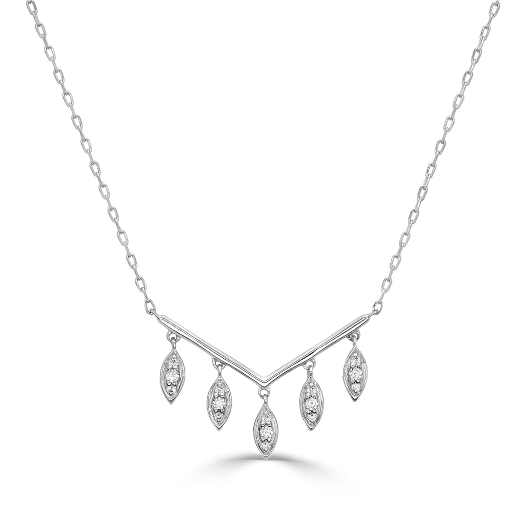 Marquise Diamond Cluster Dangling Pendant in 14k white gold