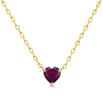 Load image into Gallery viewer, Rhodolite Garnet Heart Solitaire Pendant in 14k yellow gold