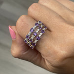 Load image into Gallery viewer, amethyst and diamond ring stack in 14k gold