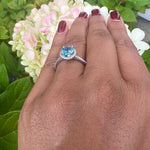 Load image into Gallery viewer, blue topaz ring in white gold with diamonds