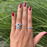 Three Stone Blue Sapphire and Diamond Ring  