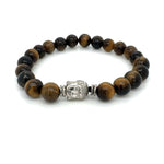 stretchy tiger's eye bracelet with buddha head