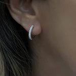 Load image into Gallery viewer, Classic Diamond Hoop Earrings in 14k white gold