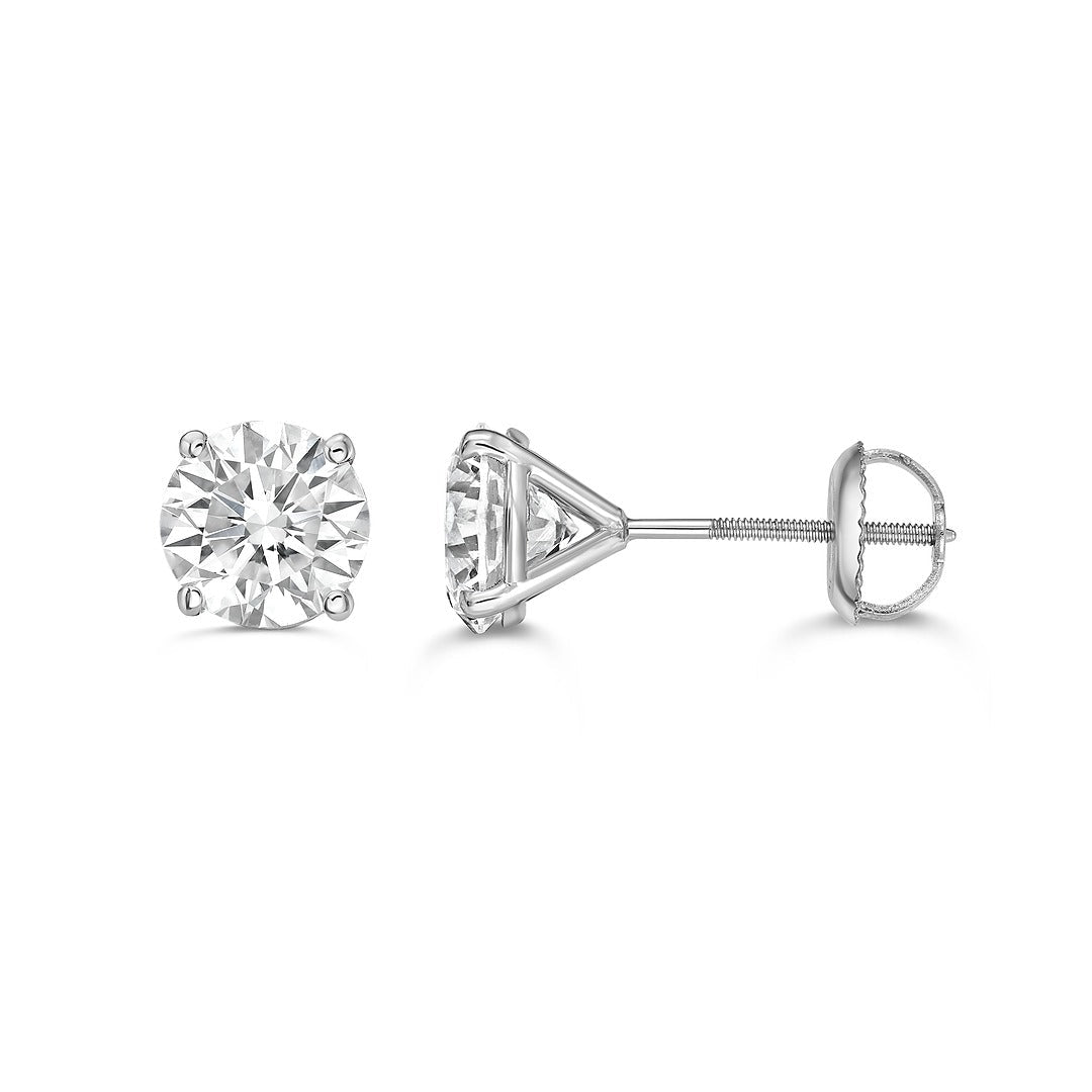 Classic Lab Diamond Stud Earrings Martini Setting
