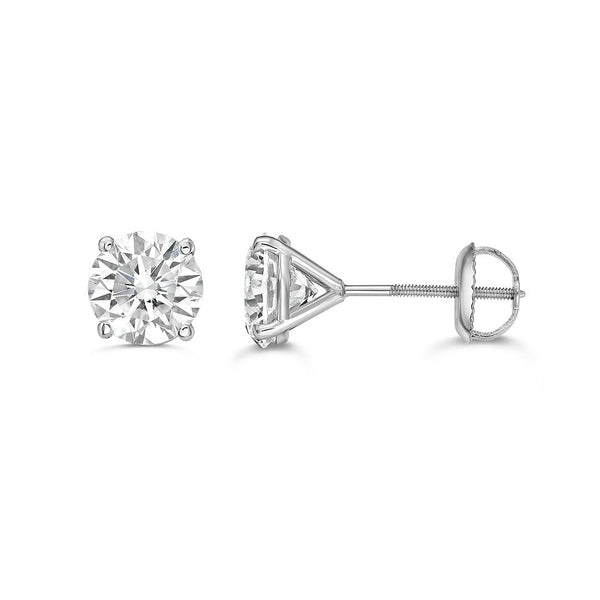 Classic Lab Diamond Stud Earrings - Martini Setting