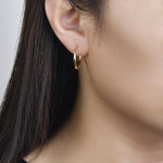 Load image into Gallery viewer, 14k yellow gold detachable 14k yellow gold hoops on model