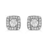 Load image into Gallery viewer, Diamond Halo Stud Earrings in 14k white gold