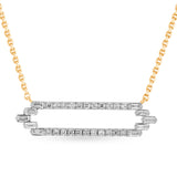 Round diamond and baguette diamond fashion pendant in 14k yellow gold