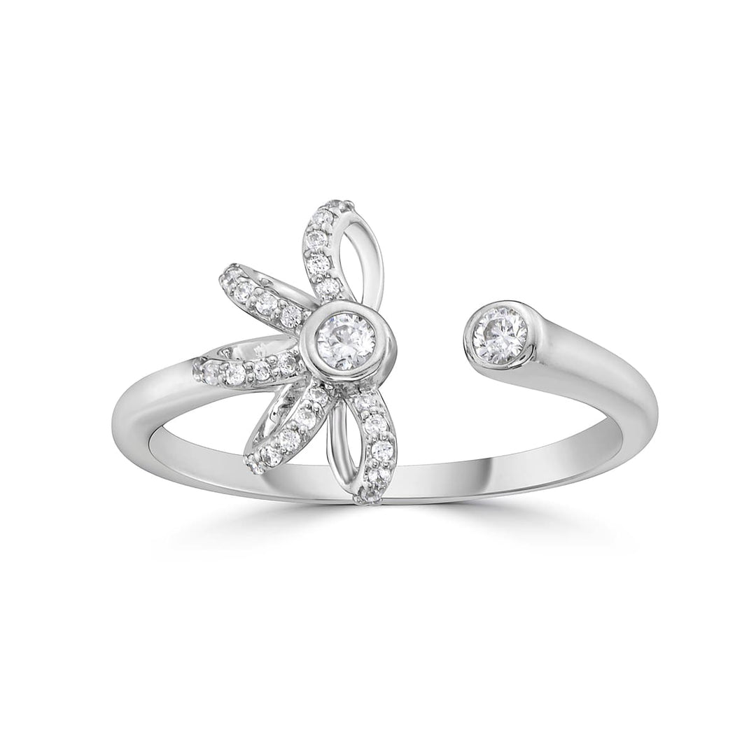 Diamond Flower Toi Et Moi Ring in 14k white gold