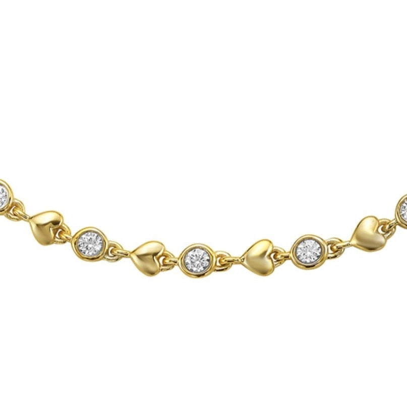 Diamond and Heart Bezel Bracelet - MJL