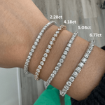 Load image into Gallery viewer, stackable tennis diamond bracelets carat weight comparisions 

