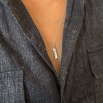 Load image into Gallery viewer, Diamond Diagonal Tag Pendant in 14k white gold
