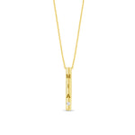 14k yellow gold engravable 3d vertical bar necklace with a single diamond
