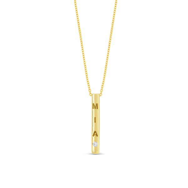 Engravable Diamond Bar Necklace