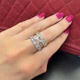 Diamond Baguette and Round Fashion Ring with stackable Paraiba rings