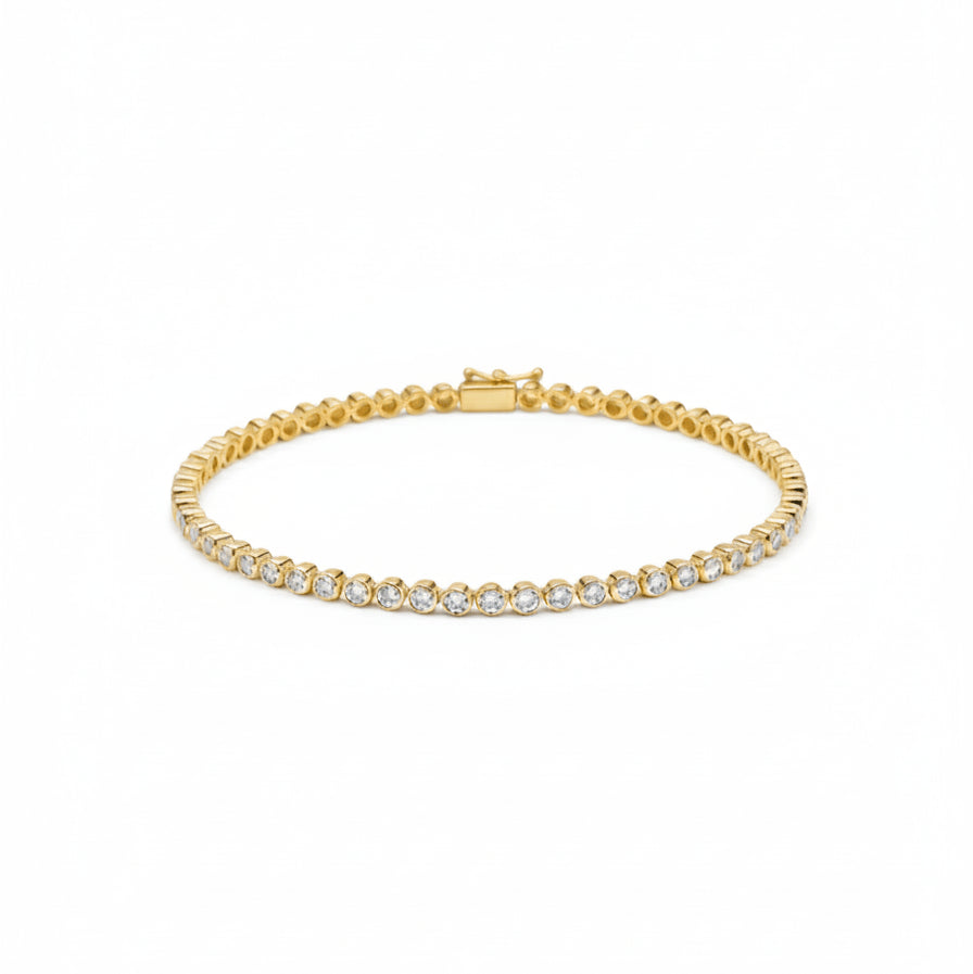 Diamond Bezel Tennis Bracelet in 14k yellow gold