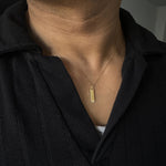 Diamond Elongated Tag Pendant in 14k yellow gold  