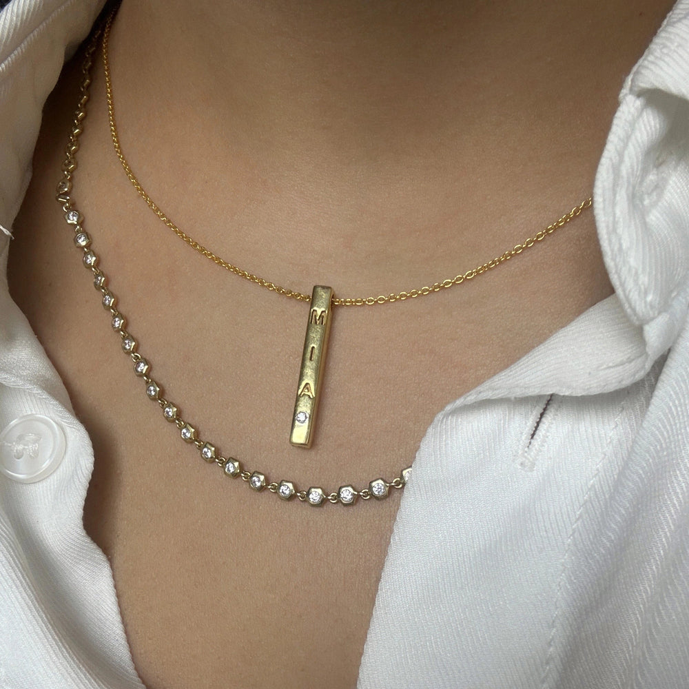 Engravable Diamond Bar Necklace-2