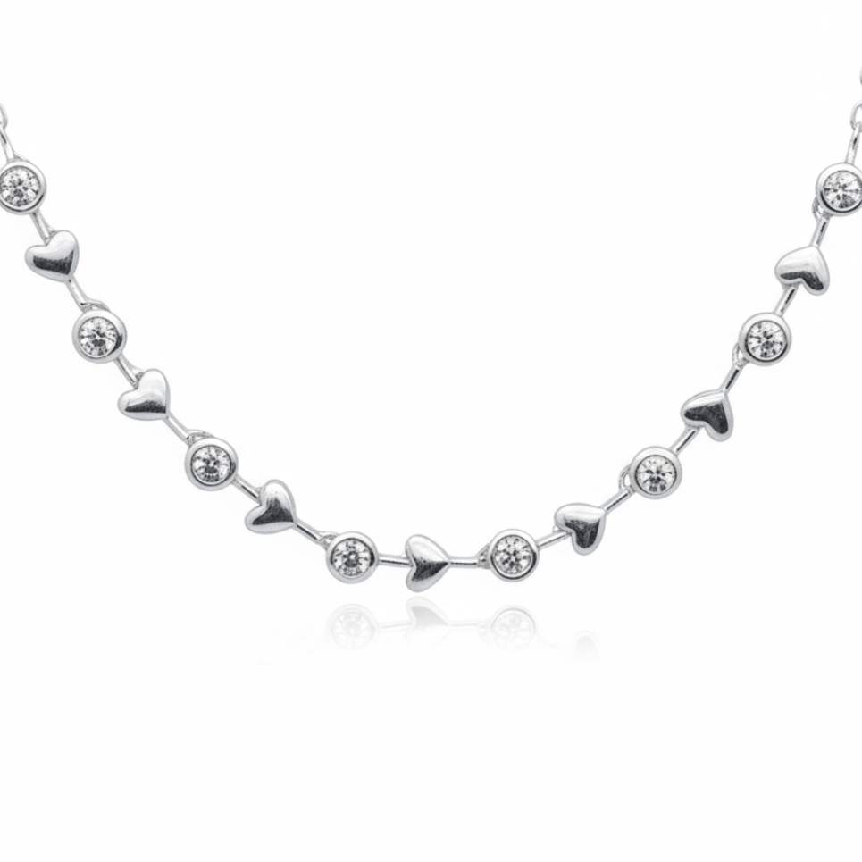 Diamond and Heart Bezel Necklace-2