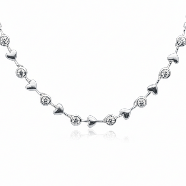 Diamond and Heart Bezel Necklace