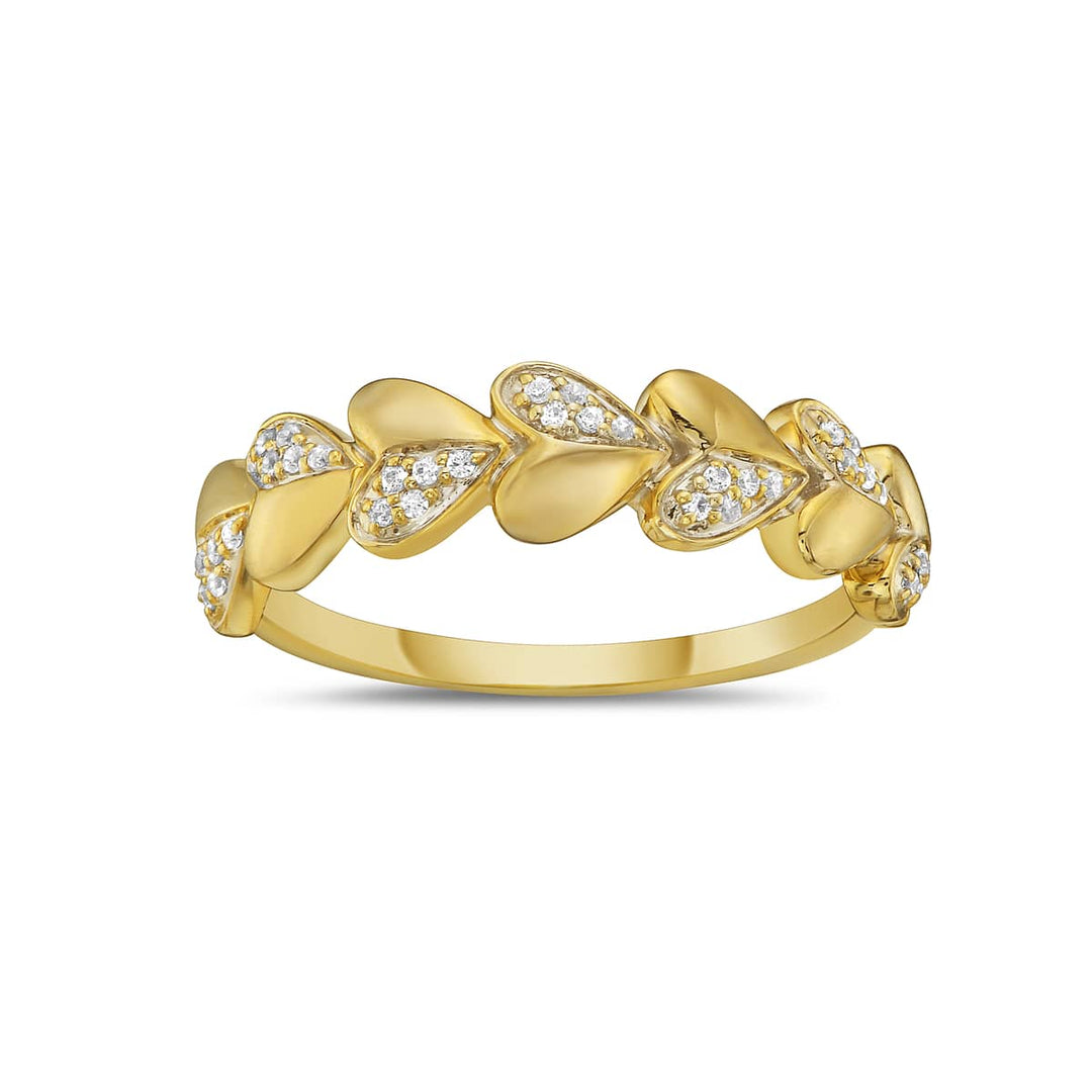 Diamond and Heart Pave Ring in 14k yellow gold