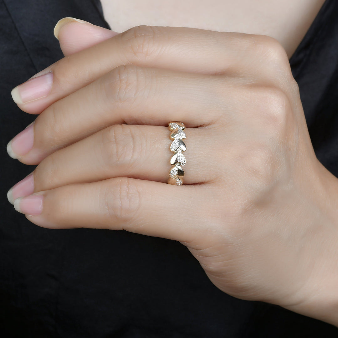 Diamond and Heart Pave Ring on model