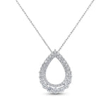 a graduated pendant with two rows of diamonds in a pear shape in white gold