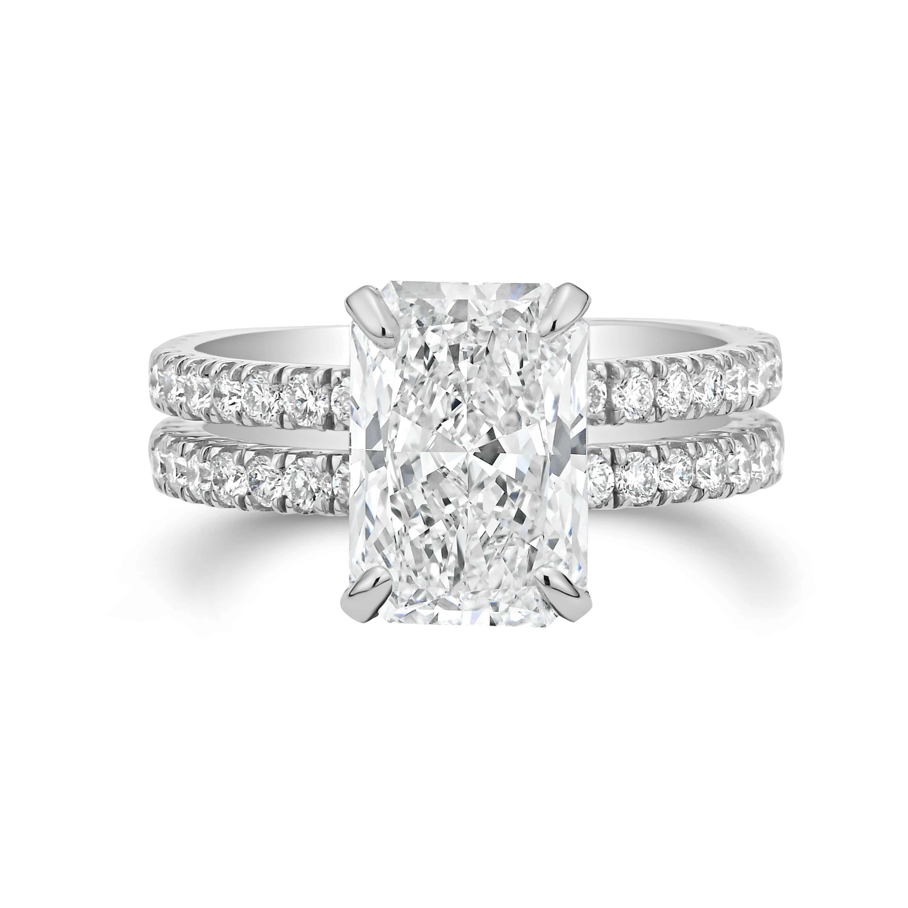 Double Band Radiant Cut Diamond Ring