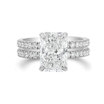 Double Band Radiant Lab Diamond Engagement Ring