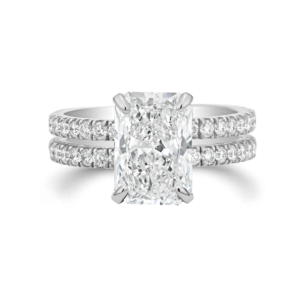 Double Band Radiant Lab Diamond Engagement Ring
