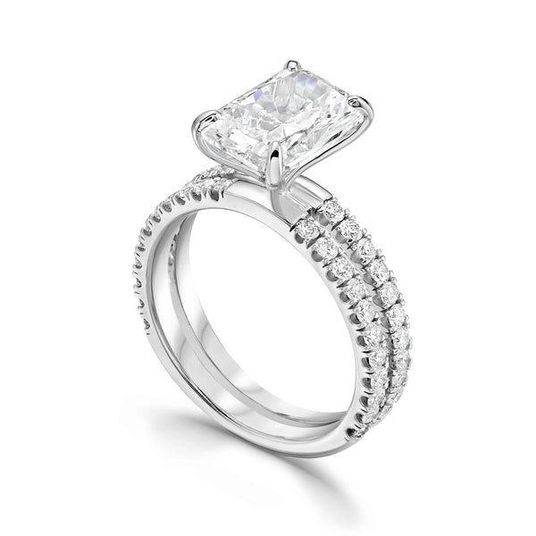 Double Band Radiant Lab Diamond Engagement Ring