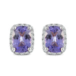 Load image into Gallery viewer, Tanzanite and Diamond Studs in 14k white gold