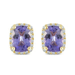 Load image into Gallery viewer, Tanzanite and Diamond Studs in 14k yellow gold