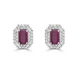 Load image into Gallery viewer, Ruby and Diamond Double Halo Stud Earrings

